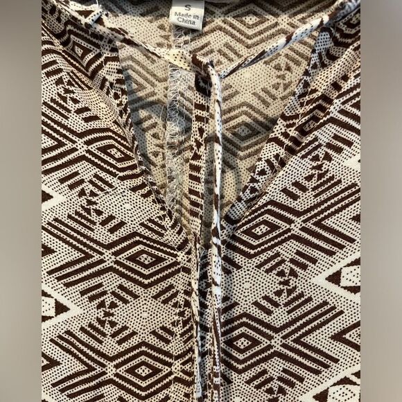 Umgee Boho Abstract Print Dress Tunic Brown Size Small - Picture 7 of 9